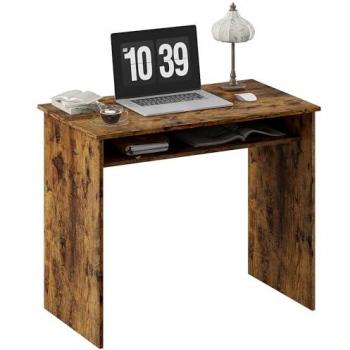 Rustic Brown HOMCOM Computer Desk with Storage Shelf - Modern Study Workstation