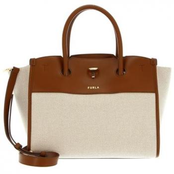 Sac à main Furla Genesi M Tote Multicolore en cuir naturel et cognac