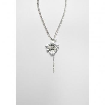 Collana con charm a fiore e perla finta grigia OS