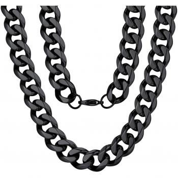 ChainsPro Bijoux - Collier Chaîne - Maille Gourmette-Largeur 3mm/6mm/9mm/12mm - Longueur 46-76 cm en Acier Inoxydable 316L/Doré 18K/Plaqué Métal Noir Collie Lien pour Homme et Femme