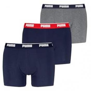 Puma Herren Boxershorts Everyday Basics 3er Pack Grau/Blau/Rot Größe M