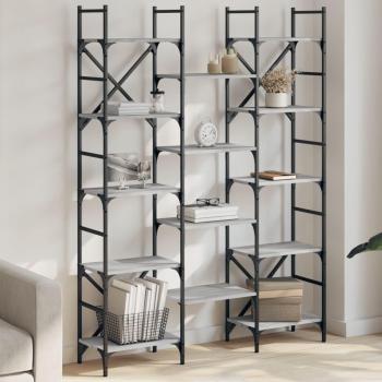 Bogreol 127,5x28,5x172,5 cm konstrueret træ grå sonoma-eg
