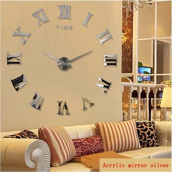 Modern DIY Large Mirror Wall Clock for Living Room Decor
