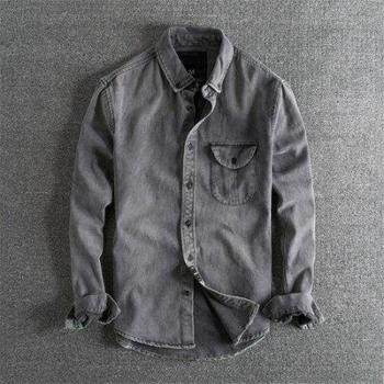 Chemise en denim délavée Harajuku pour hommes, style rétro urbain, grande taille S-XL