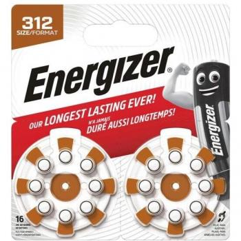Batteries pour appareils auditifs Energizer ZA 312 Zinc-Air 1.45 V - Pack de 16