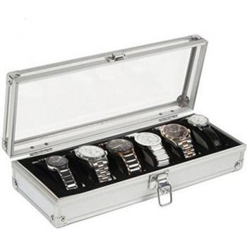 Boîte à montres en aluminium avec 6/12 fentes, organisateur de collection de bijoux avec intérieur en daim