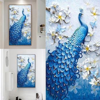 5D Peacock Rhinestone Diamond Painting Kit - Complete DIY Cross Stitch Home Decor Art Mosaic