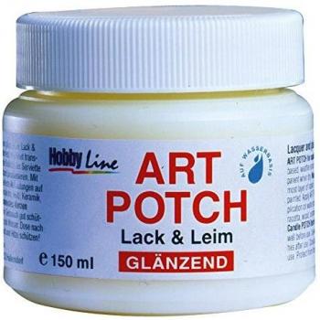 Kreul 49151 - Art Potch Lack und Leim transparent glänzend, 150 ml, Serviettentechnik- und Dekokleber auf Wasserbasis, für Holz, Keramik, Stein und Karton