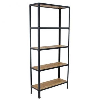 Estantería Metálica SimonRack CLICK WOOD MINI 5/300 Antracita/OSB, 5 Baldas de Madera, Alta Capacidad Carga 150 kg, Dimensiones 1800x800x300