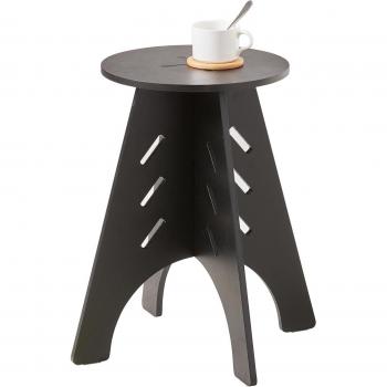 Table d'appoint ronde en bois noir avec structure à tenons et mortaises HFBT01-K-SCH