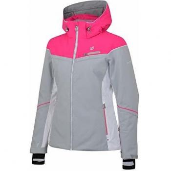 Dare 2b Icecap Damen Skijacke/Snowboardjacke mit abnehmbarem Schneefang und YKK-Frontreißverschluss, wasserdicht 3XL Argent Grey/Cyber Pink