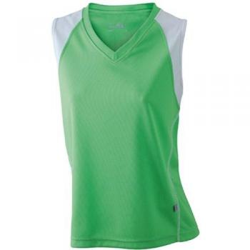 James & Nicholson JN394 Ladies Running Tank T Shirt lime green/white Size S