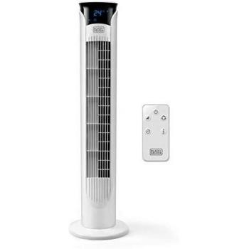 Black+Decker 8432406440135 Ventilador de torre, 45 W, 56 Decibeles, Plástico, Blanco