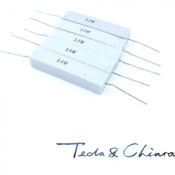 5Pcs 10W 220 Ohm 5% Ceramic Cement Horizontal Power Resistors
