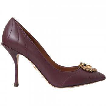 Dolce & Gabbana Burgundy Leather Heart Devotion Pumps Shoes - EU39.5/US9, UK6.5, Brown female