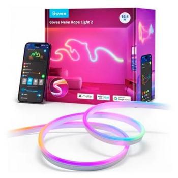 Bandeau LED Neon Govee 5m RGBIC avec 252 lumières, compatible Google et Alexa