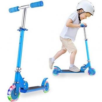 Kinder Roller - Scooter Kinder FONTE KS1 Faltbar umweltfreundliche -Beleuchtungsräder 4 einstellbare Höhen für Kinder von 3 Jahren mit maximaler Belastung von 50 kg - Blau
