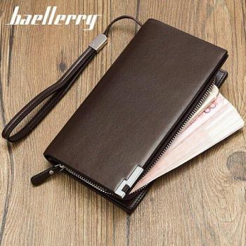 Baellerry Men's Leather Clutch Wallet with Wristlet and Coin Purse