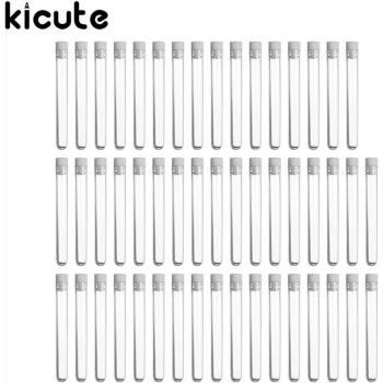 Tubes à essai en plastique transparent Kicute, 50 pièces avec capuchons poussoirs, 12x100mm, fournitures de laboratoire et faveurs de mariage
