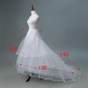 Black and White Steel Support Wedding Petticoat with Train