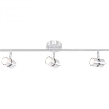 Plafoniera LED Natasja 3 Fiamme in Metallo con Diffusore Ambra e Acero, 7903ST