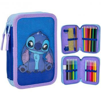 Plumier Doble Stitch Disney con Accesorios 12,5x19,5x4,5cm