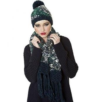 Ladies Slub Knit Beanie Style Fashion Winter Hat & Scarf Set Teal