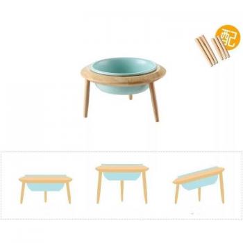 Oak Flying Saucer Ceramic Pet Bowl with High Foot for Cats and Dogs