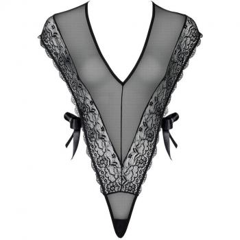 Orion Body - verführerischer Bodysuit aus Spitze für Damen, erotische Reizwäsche mit Schleifen, schwarz