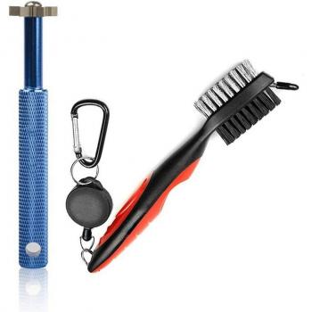 Golf Groove Sharpener Tool with Retractable Brush - Practical Cleaning Kit for Golf Clubs