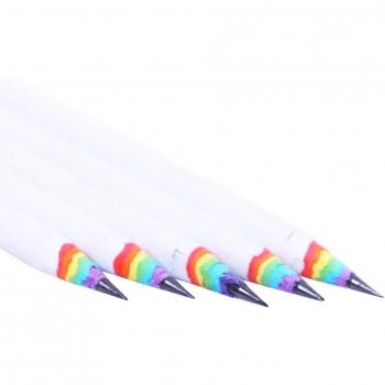 Black and White Wooden Rainbow Pencil Set for School and Office