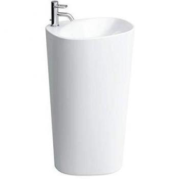 LAUFEN Palomba Vasque à Poser avec Colonne intégrée, sans Trou de Robinet, sans trop-Plein, 520x435x900, Coloris: Blanc - H8118040001091