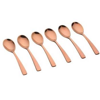 Coffret de 6 Petites Cuillères en Acier Inoxydable Cuivré Brillant OGLU - Compatible Lave-vaisselle