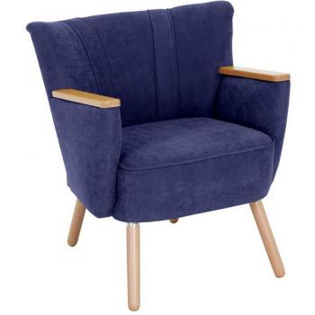 Max Winzer Sessel Laurin, Veloursstoff blau