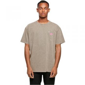 Merchcode Herren Acid Washed Oversized T-Shirt Flamingo