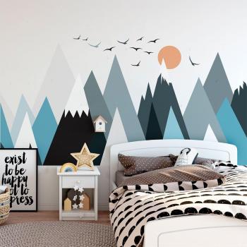 Autocollant mural géant enfant parc de montagnes scandinaves - 90x135cm