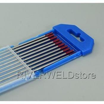 2% Thoriated WT20 Rojo TIG Soldadura electrodo tungsteno 2,4mm x 175mm & 3/32x7, Paquete de 10