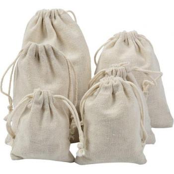 Cotton Drawstring Storage Bag with Logo - Christmas Food Packaging Pouch