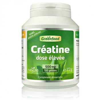 Créatine Vegan Haute Dose 500 mg - 120 Gélules SANS Additifs Artificiels et OGM