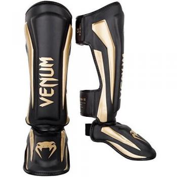 Venum Elite Protège Tibias Boxe Mixte Adulte, Noir/Or, M
