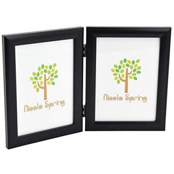 Black 5x7 Folding Double Photo Frame with Stand