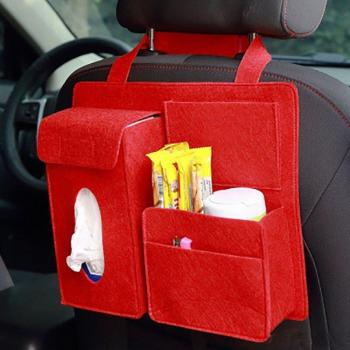 Car Back Seat Organizer Bag - Hanging Felt Storage for Paper Towels and Mobile Phones