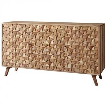 Massivholz Sideboard Akazie 140x78,5x40 cm mit 2 Türen und 3 Schubladen