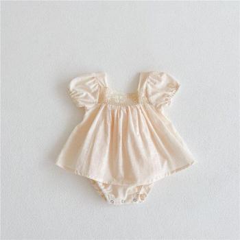 Prinzessinnen Kleid für Mädchen mit Puffärmeln und Tutu Sommer Strampler