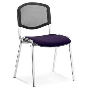 ISO Chrome Frame Mesh Back Stacking Chair - Tansy Purple Fabric Seat (Minimum Order Quantity: 4)