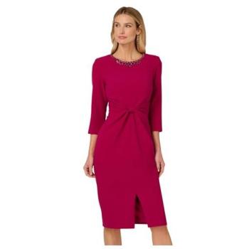Adrianna Papell Purple Berry Beaded Midi Sheath Dress - Size 4/8