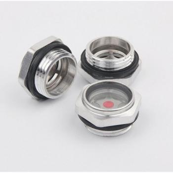 BSP Male Aluminum Oil Level Sight Glass for Air Compressors - M14 to M26, 1/4 to 1
