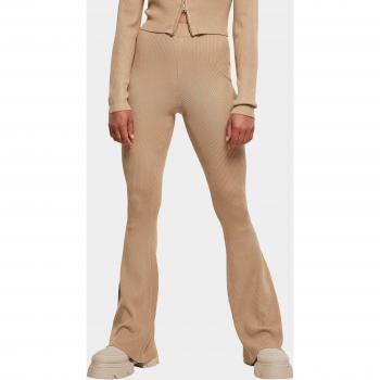 Urban Classics Women's Ribbed Knit Bootcut Leggings in Union Beige 5XL