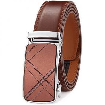 GFG Herren Gürtel,Leder Automatik Gürtel Für Herren Jeans Anzug Gürtel-3,5cm Breite-300-140-LIGHT BROWN