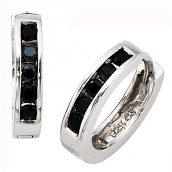 925 Sterling Silber Creolen mit Zirkonia - B 3,00 mm - Ø 14,70 mm